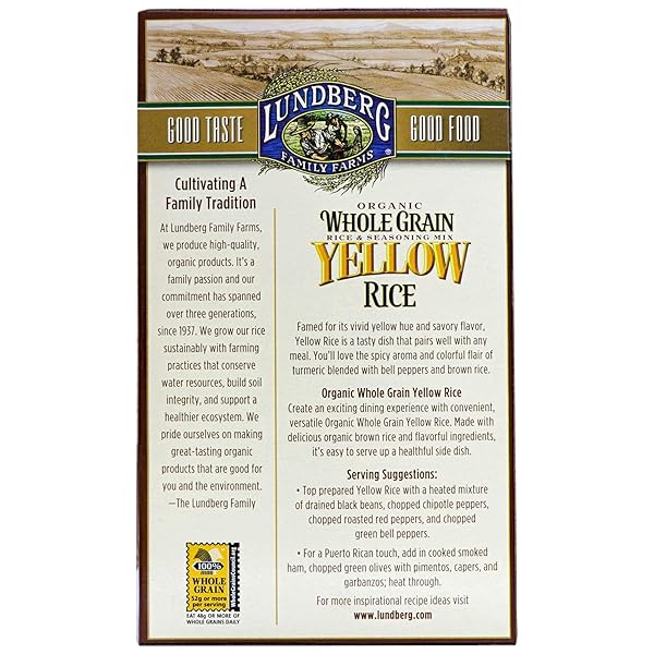 LUNDBERG FAMILY FARMS ORGANIC WHOLE GRAIN RICE, YELLOW, 6 OUNCE