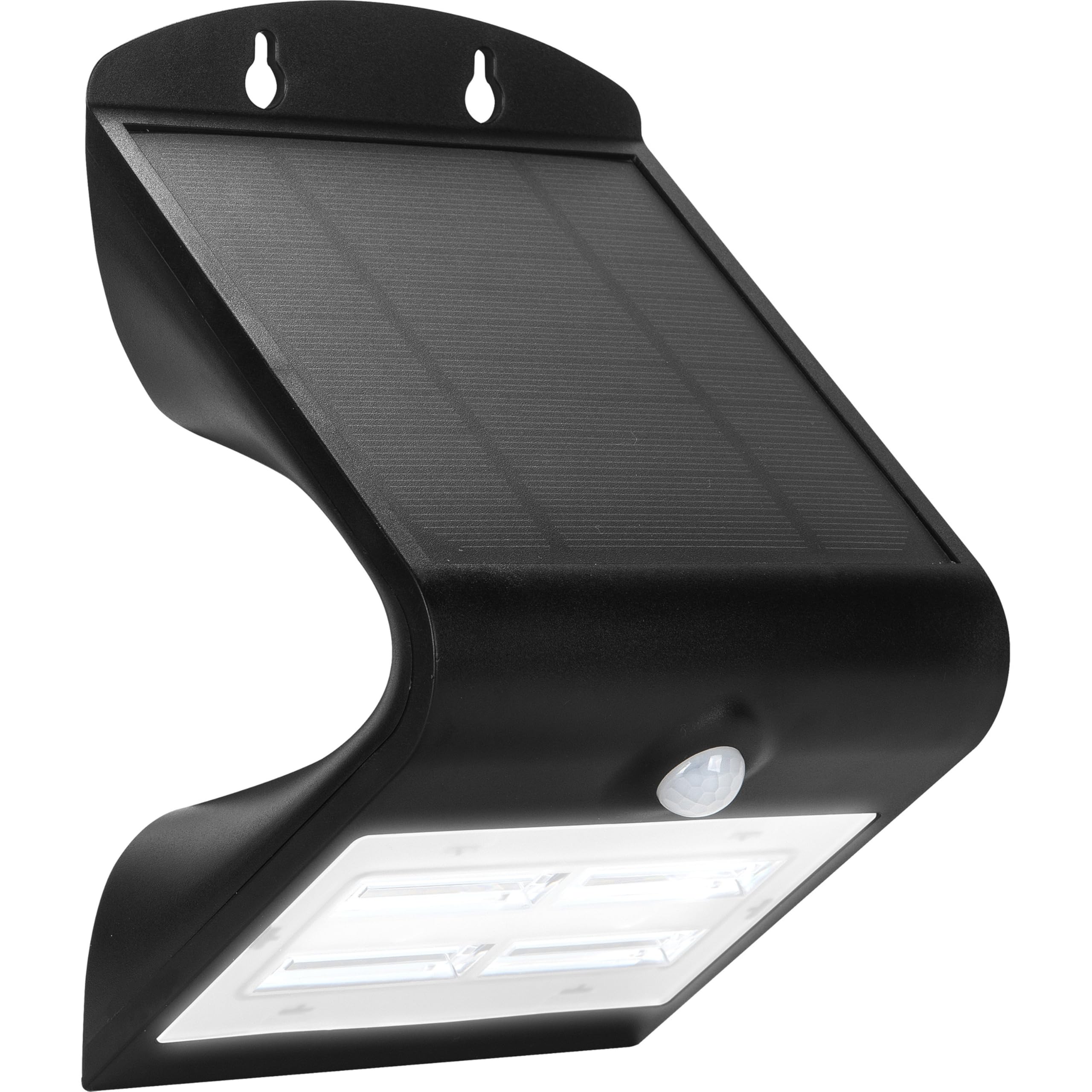Luceco Solar Powered LED Outdoor Wall Light with PIR Motion Sensor, Security Light, Exterior Lighting, Curved Design, Adjustable, Guardian, Black, IP44, 3.2W,400lm, 4000K, LEXS40B40