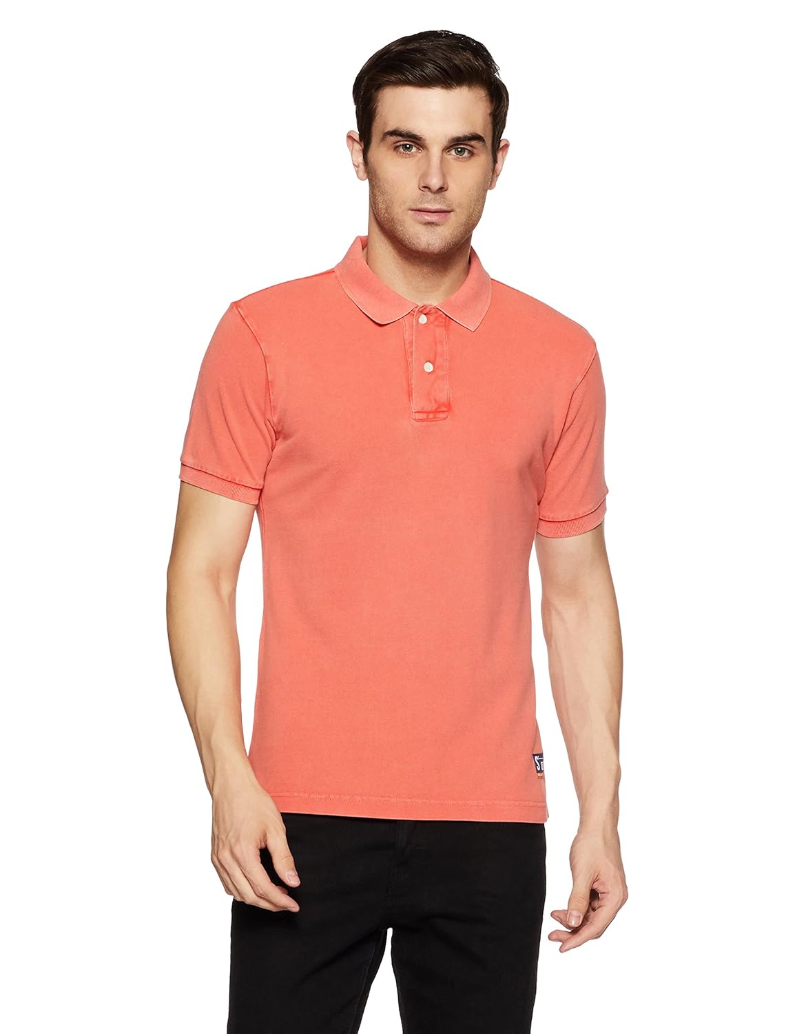 symbol amazon brand men's plain regular fit polo
