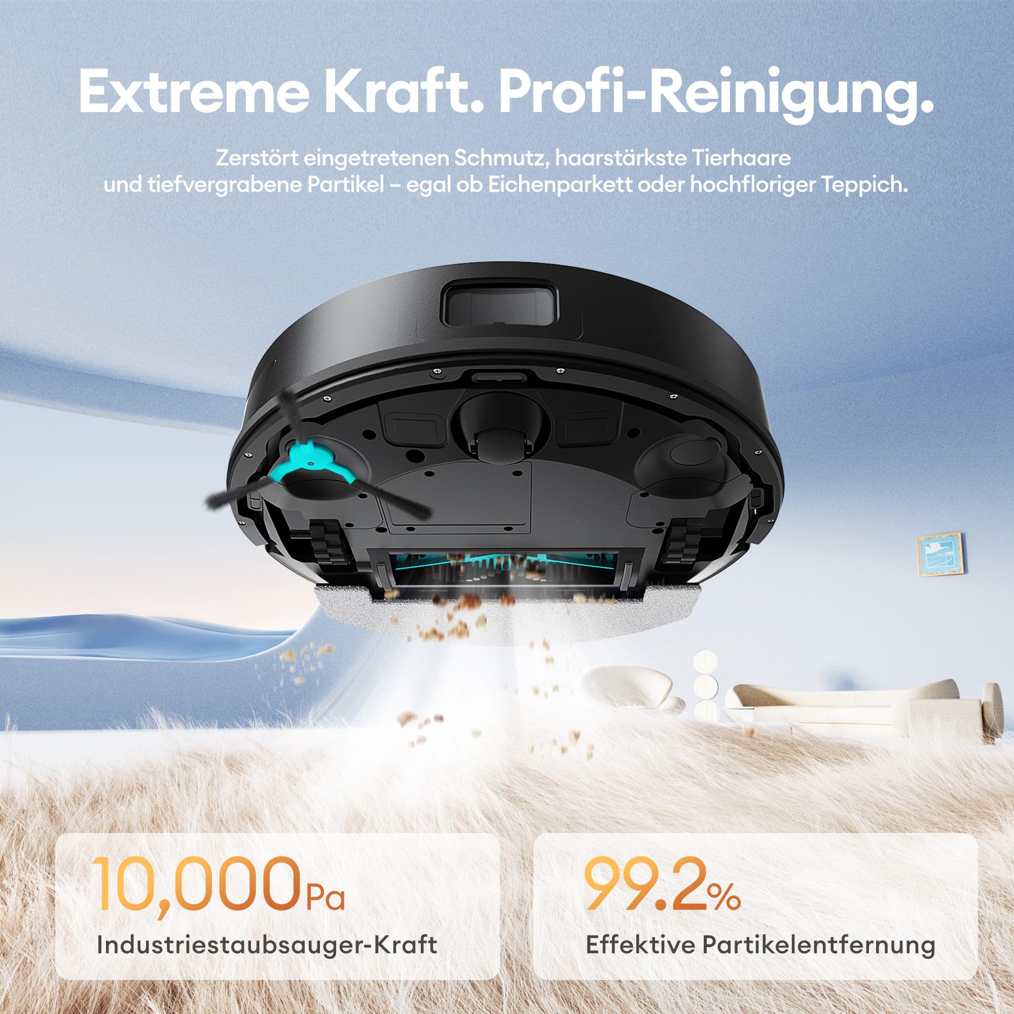 Ultenic Saugroboter mit Wischfunktion, 10000Pa 200Min Staubsauger Roboter mit Absaugstation 3,5L, LiDAR Navigation, 4-in-1 Saug und Wischroboter für Teppich Tierhaare Böden, APP Steuerung 3