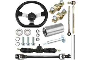 PRO BAT 270mm/10.6'' Steering Wheel Steel Kit with 22mm 7/8'' Universal Handlebar Mounting Clamps 320mm/12.6'' Gear Rack Pini