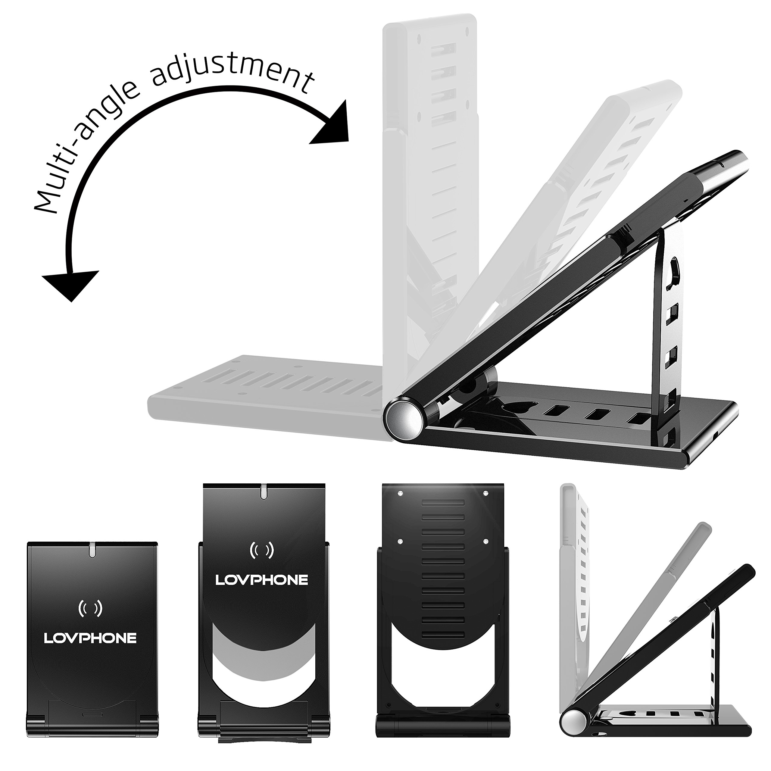 Wireless Charger-LOVPHONE QI Wireless Charging Stand Pad Quick Charge for Samsung Galaxy S7, S7 Edge, Galaxy S6, ,S6 Edge ,S6 Edge Plus,Note 5, (AC Adapter Not Included) (Black)