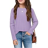Arshiner Girls Raglan Long Sleeves Shirts Textured Knit Tops for Girls Casual Soft Kids Loose Blouse Tee