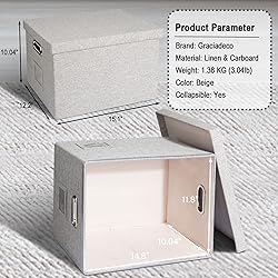 Graciadeco File Organizer Box, Collapsible Storage