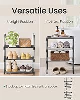 Songmics 3-Tier Shoe Rack Storage Organizer Metal - Upright or Upside Down view 3