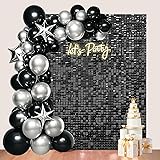 24 Pcs Black Shimmer Wall Backdrop Panels for Party
