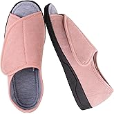 Women's Wide, Extra-Wide Furry Memory Foam Diabetic Slipper with Adjustable Closures, Extra Wide Width Warm Plush Fleece Arthritis Edema Swollen Diabetic House Shoes Machine Washable w/Anti Slip Sole