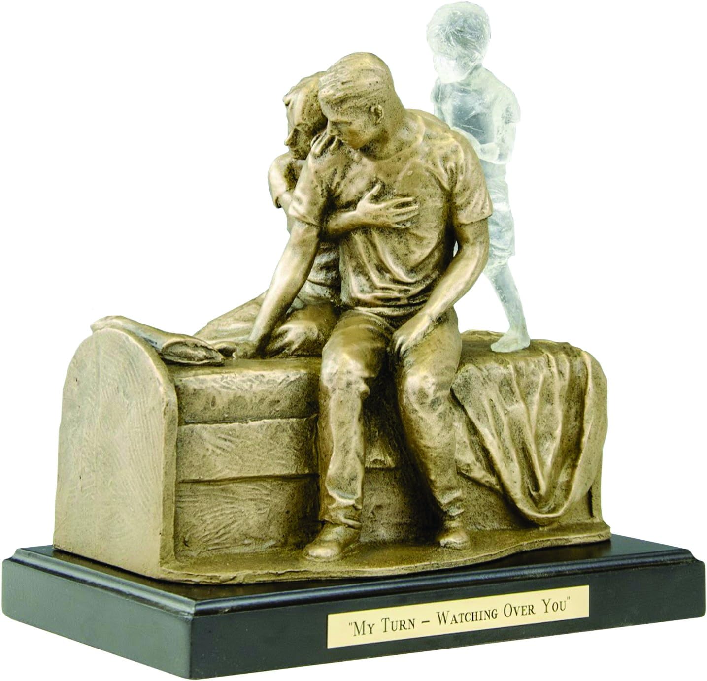 My Turn Watching Over You - Bronze and Glass Mourning Funeral Gift - for any couple whose son passed away - Loving Memorial Statue for you, a sibling, parent or friend. Show your Love with a Gift