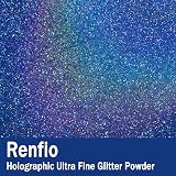 Renfio Holographic Ultra Fine Glitter Powder Ocean Blue 60g for Resin view 2