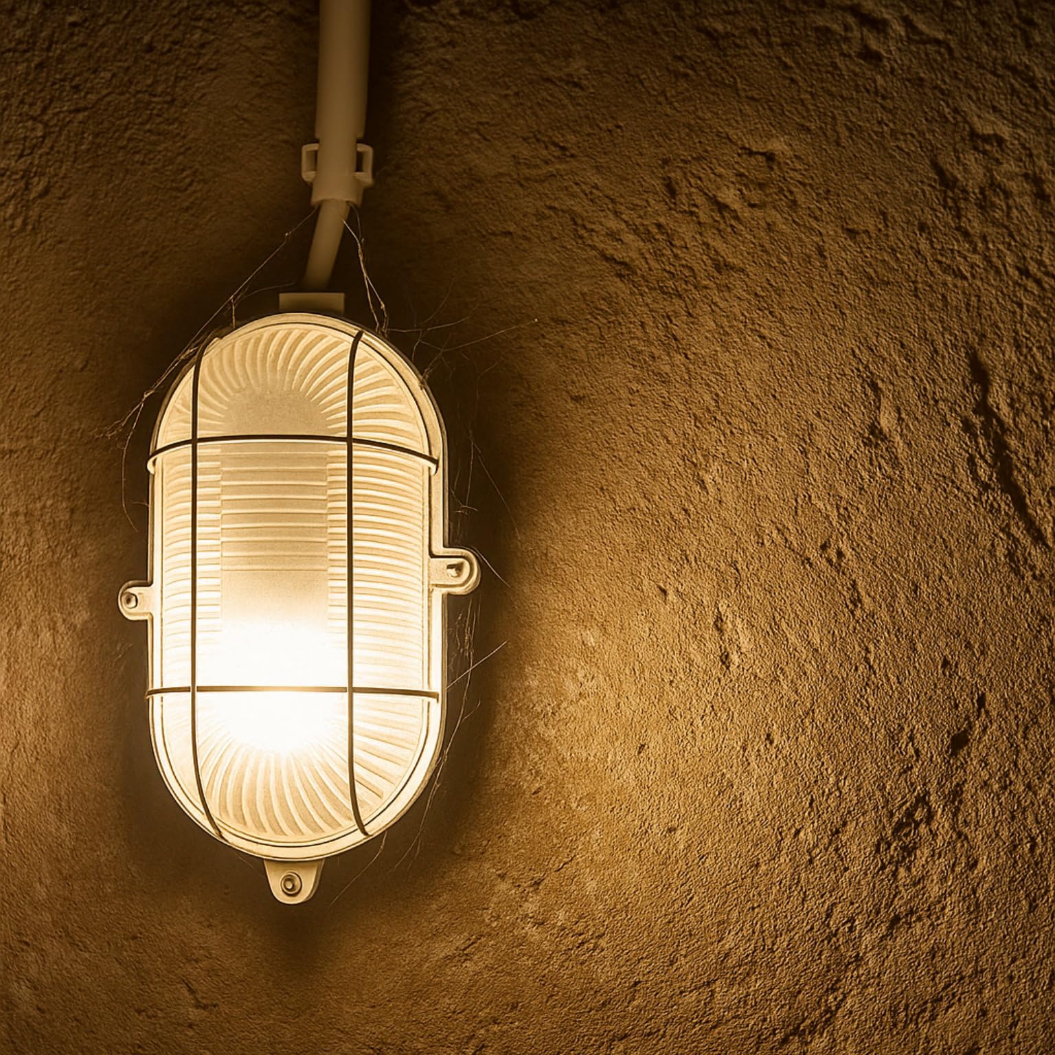 ADAKAT Bulkhead E27 IP54 Cellar Lamp Glass Cover Metal Mesh