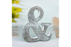 WOODOUNAI 6 Inch Wood Letters Unfinished Rustic Wood Letters for Wall Decor Decorative Standing Letters Slices Sign Board Decoration for Craft Home Party Projects (&)