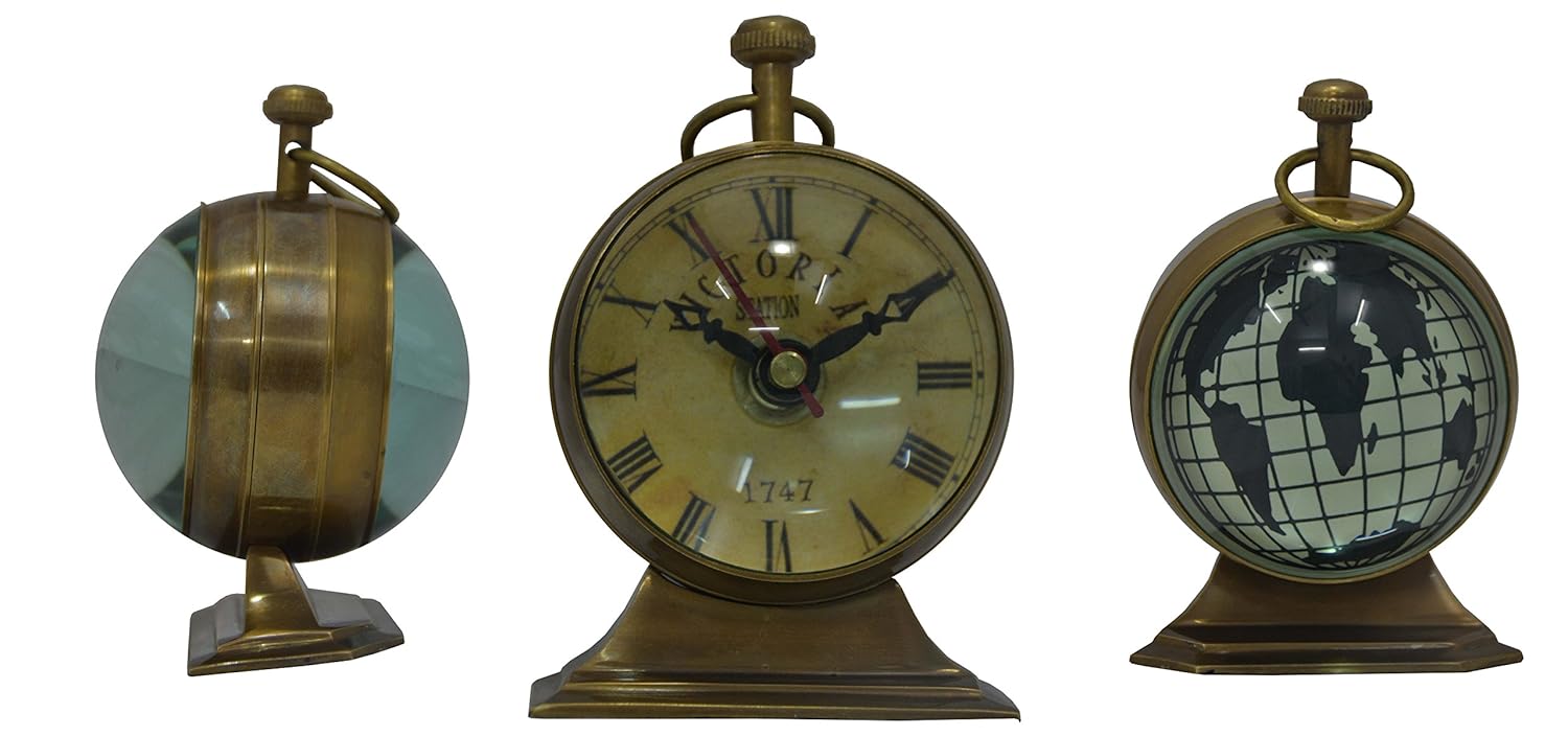 Vintage Antique Ball Clock Table Clock in Antique Finish eBay