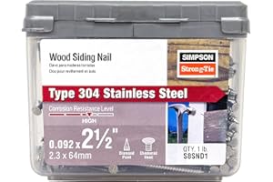 Simpson Strong Tie S8SND1 8d Cedar and Redwood Siding Nails 2-1/2-Inch 14 Gauge 304 1-Pound Stainless Steel