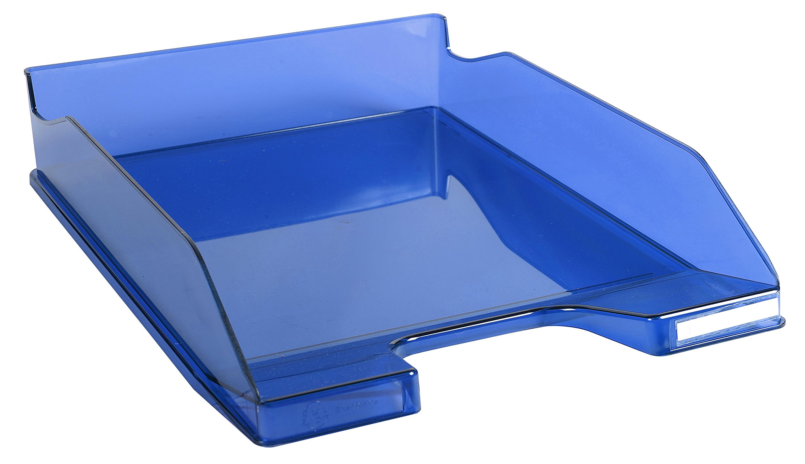 Exacompta - Ref 113260D - Linicolor Letter Tray Combo Midi - 347 x 255 x 65mm in Size, Holds Up To 500 Sheets, Suitable for A4 Documents -Royal Blue Transparent Glossy
