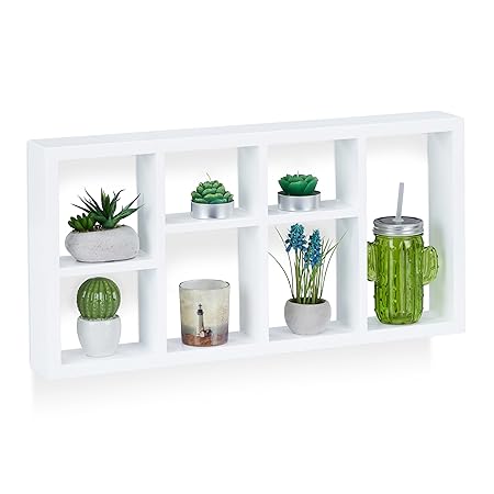 Relaxdays Wandregal schwebend, Hängeregal für Kinder, schwebendes Regal Holz, schmal, MDF, HxBxT: 30,5x61x7,5cm, weiß