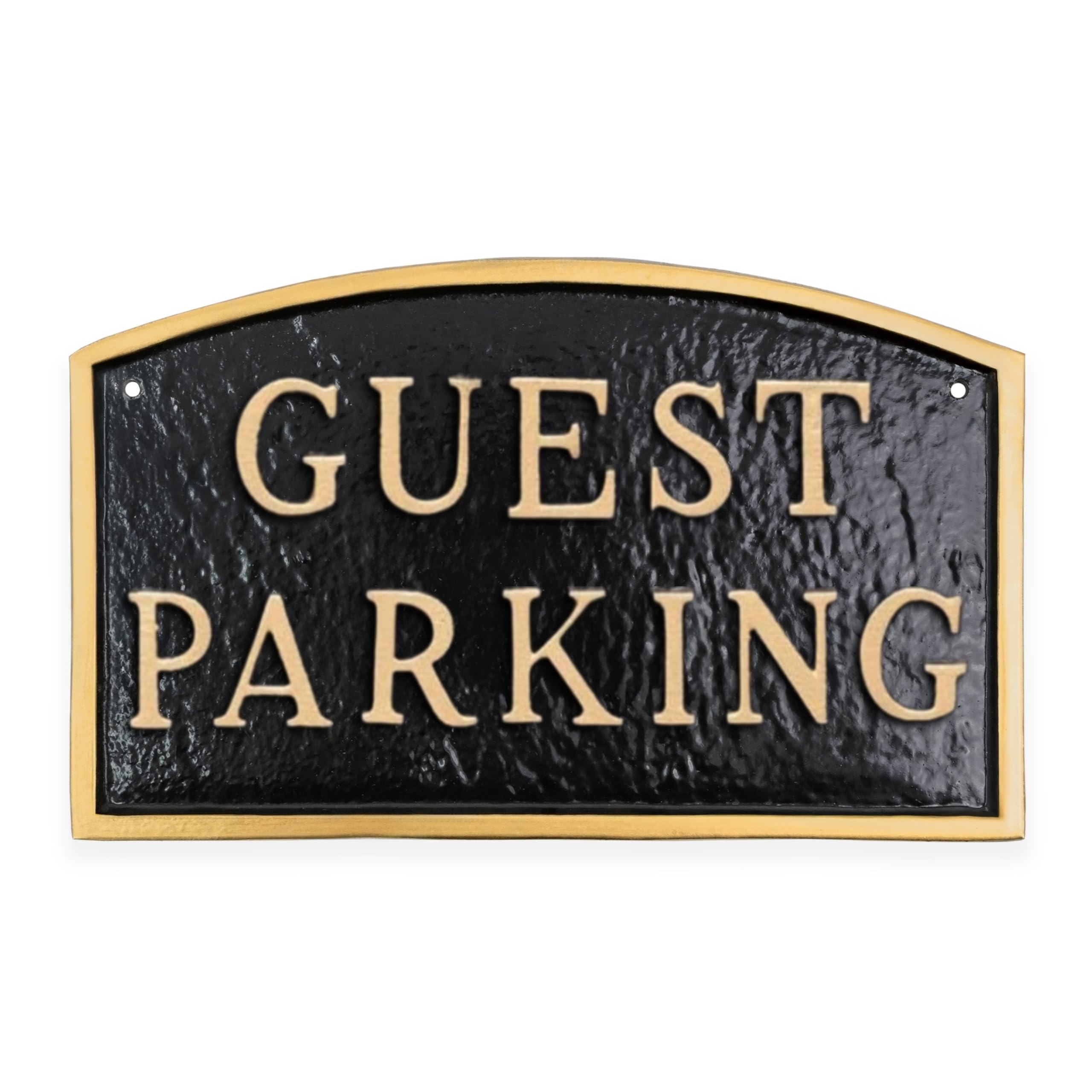 Montague Metal Products Arch Guest Parking Statement Plaque Sign, Black with Gold Lettering, 5.5" x 9"
