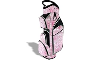 Womens Golf Bag - Taboo Fashions Lightweight Ladies Cart Bag, 14-Way, 7 Zippered Pockets, Rain Hood, Tee Holder, Insulated Cooler Beverage Compartment (Floral Patterns)