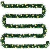 XSIEDVP 16.4 Ft Christmas Garland Decorations with 50 LED Lights, Artificial Xmas Garland for Indoor Outdoor Christmas Tree Decoration, Holiday Party Supplies