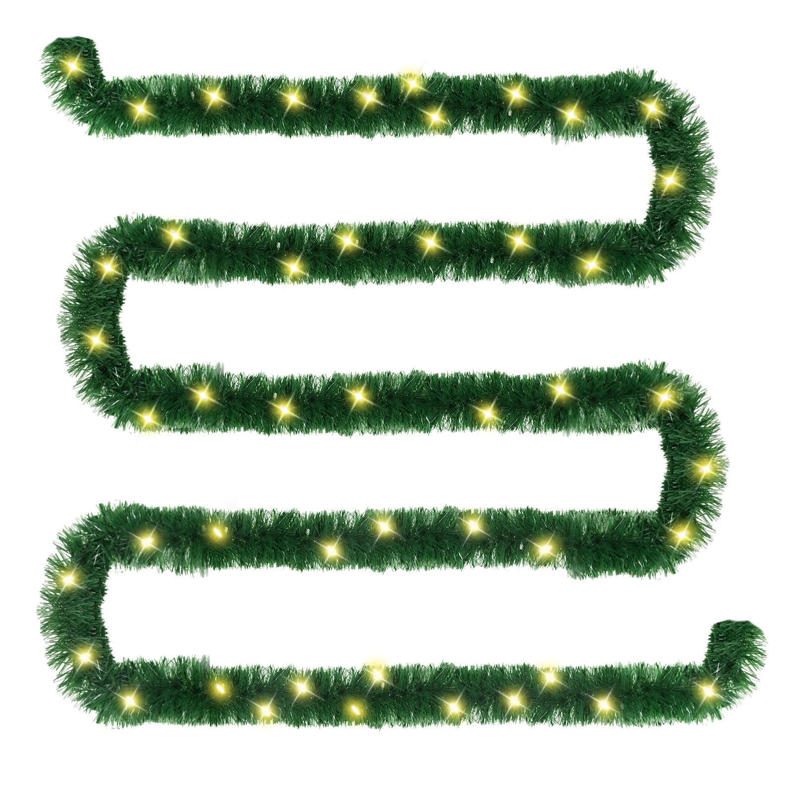 Photo 1 of XSIEDVP 16.4 Ft Christmas Garland Decorations with 50 LED Lights, Artificial Xmas Garland for Indoor Outdoor Christmas Tree Decoration, Holiday Party Supplies