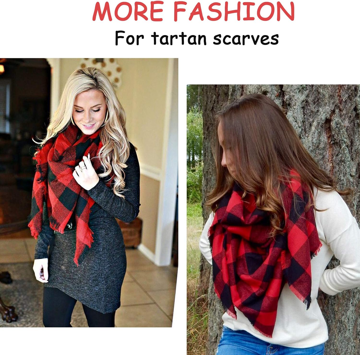 Plaid Blanket Scarf Women Big Square Long Scarves Warm Tartan Checked Shaw at  Women’s Clothing store
