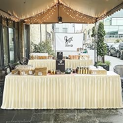 17ft Length Glitter Champagne Table Skirt for 8ft
