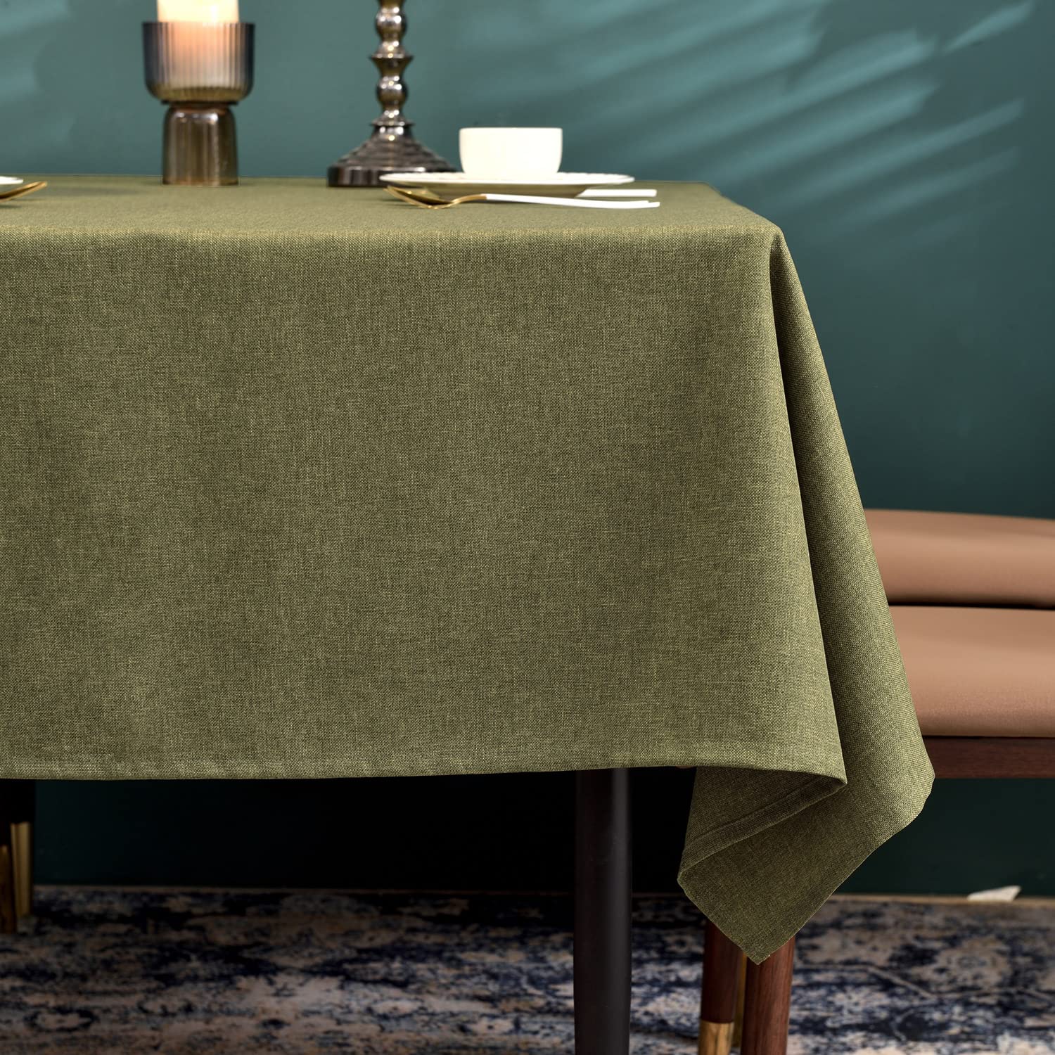 BALCONY & FALCON Table Cloth, Wipe Clean Tablecloth Rectangular – Waterproof, Machine Washable Table Cover for Kitchen, Dining, Party & Outdoor Use (Olive, 230 x 335cm)
