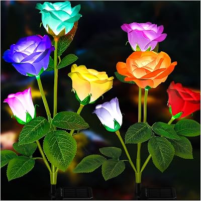 DooYard DooYard Solar Garden Lights 4 Pack 7 Color Rose Path Light
