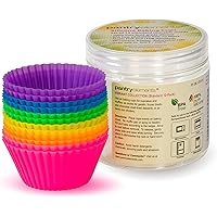 Pantry Elements Silicone Cupcake Baking Cups Liners with Bonus Gift Storage Jar, Pack of 12 Standard Size Reusable…