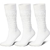 Tough Land Merino Wool Slouch Socks for Women Soft Knee High Scrunch Warm Cozy Stacked Boot Socks 3 Pack