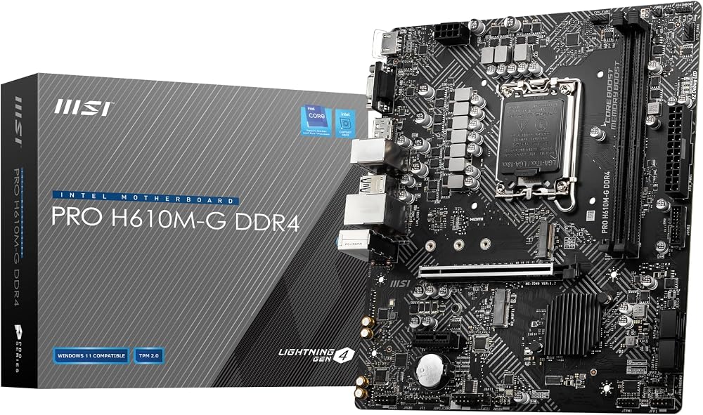 MSI PRO H610M-G DDR4 Micro-ATX Motherboard LGA1700 12th Gen 2xDDR4