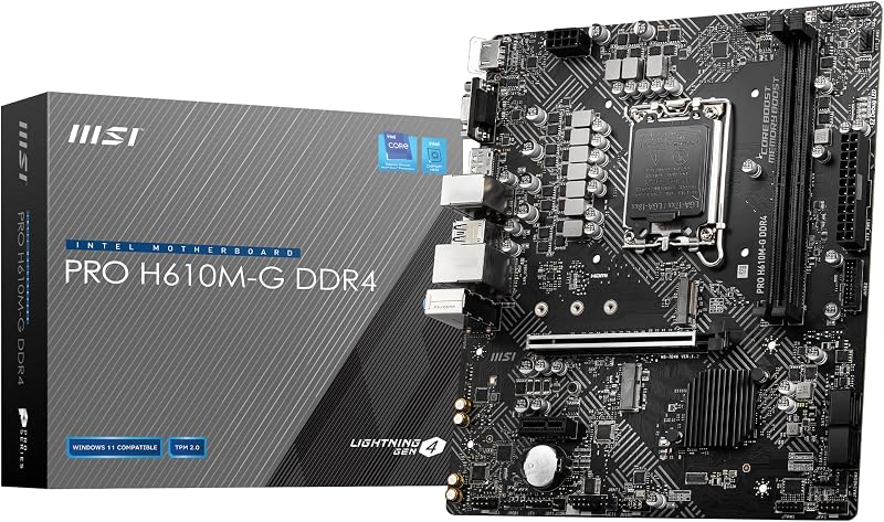 MSI PRO H610M-G DDR4 Micro-ATX Motherboard LGA1700 12th Gen 2xDDR4