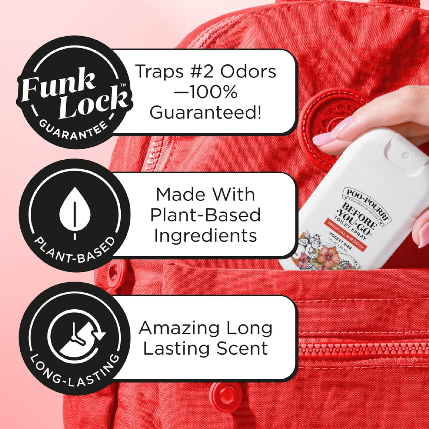 Poo-Pourri Before-You-Go Pocket Toilet Spray, Travel Essentials, Tropical Hibiscus, 1 Fl Oz, Up to 50 Uses, On-The-Go Bathroom Odor Deodorizer with Essential Oils, TSA Approved Size, Hibiscus, Apricot