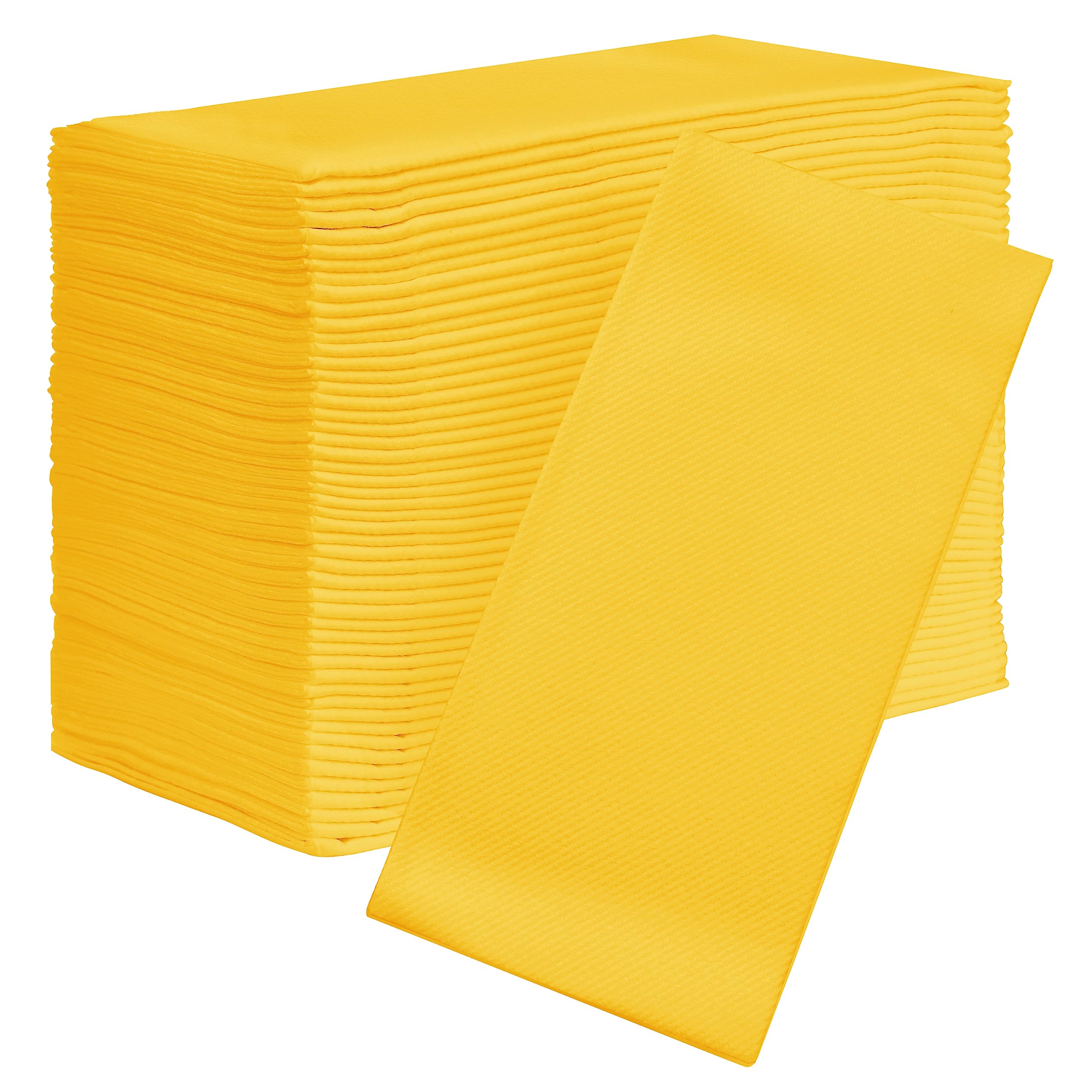 AMERICAN HOMESTEAD Paper Napkins - Yellow Disposable Linen-Like Dinner Napkins - Restaurant-Quality Table Serviettes for Weddings, Parties, and Events - 15.75" x 15.75" - 50 Count