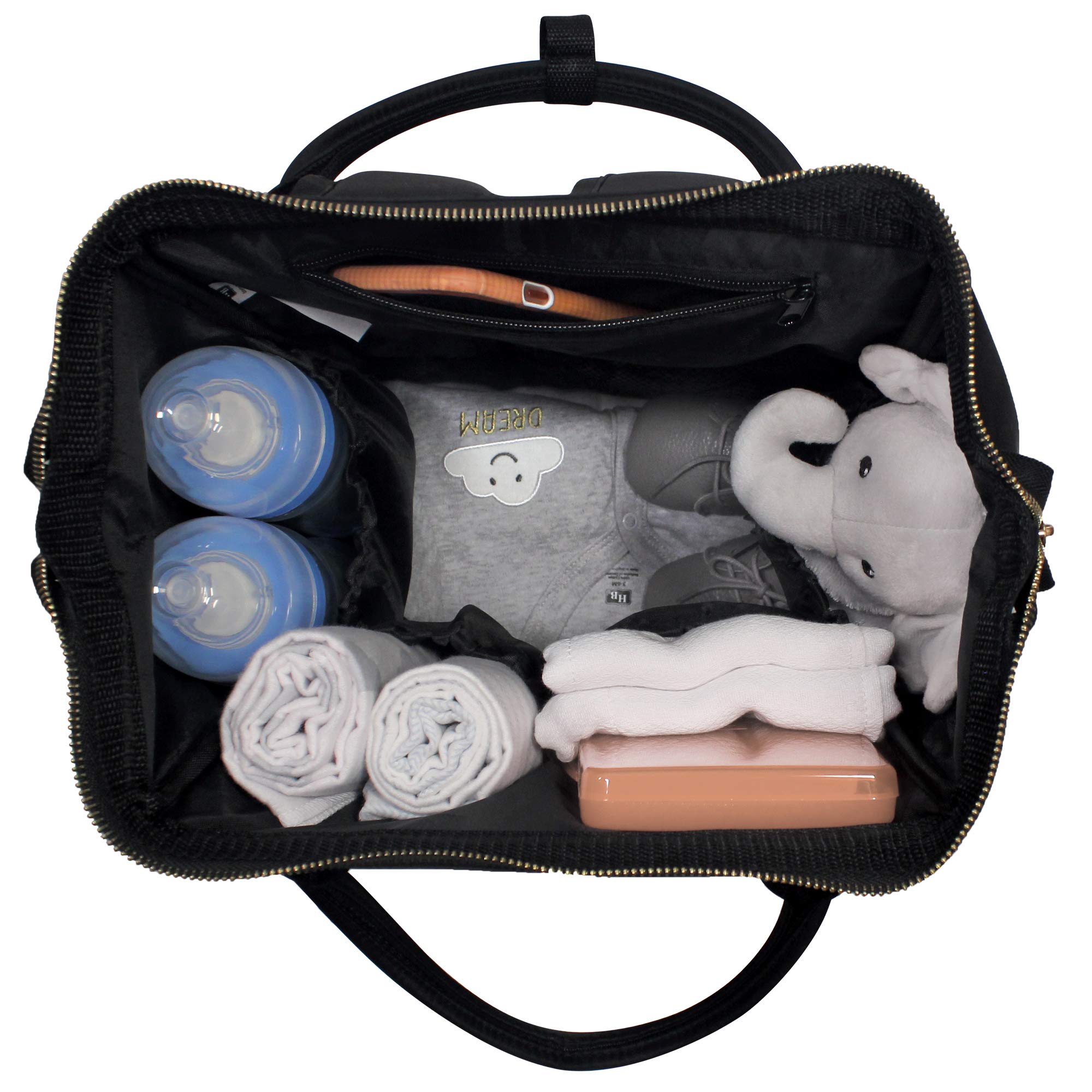 Hudson Baby Unisex Baby Premium Diaper Bag, Changing Pad and Bottle Bag, Black, One Size