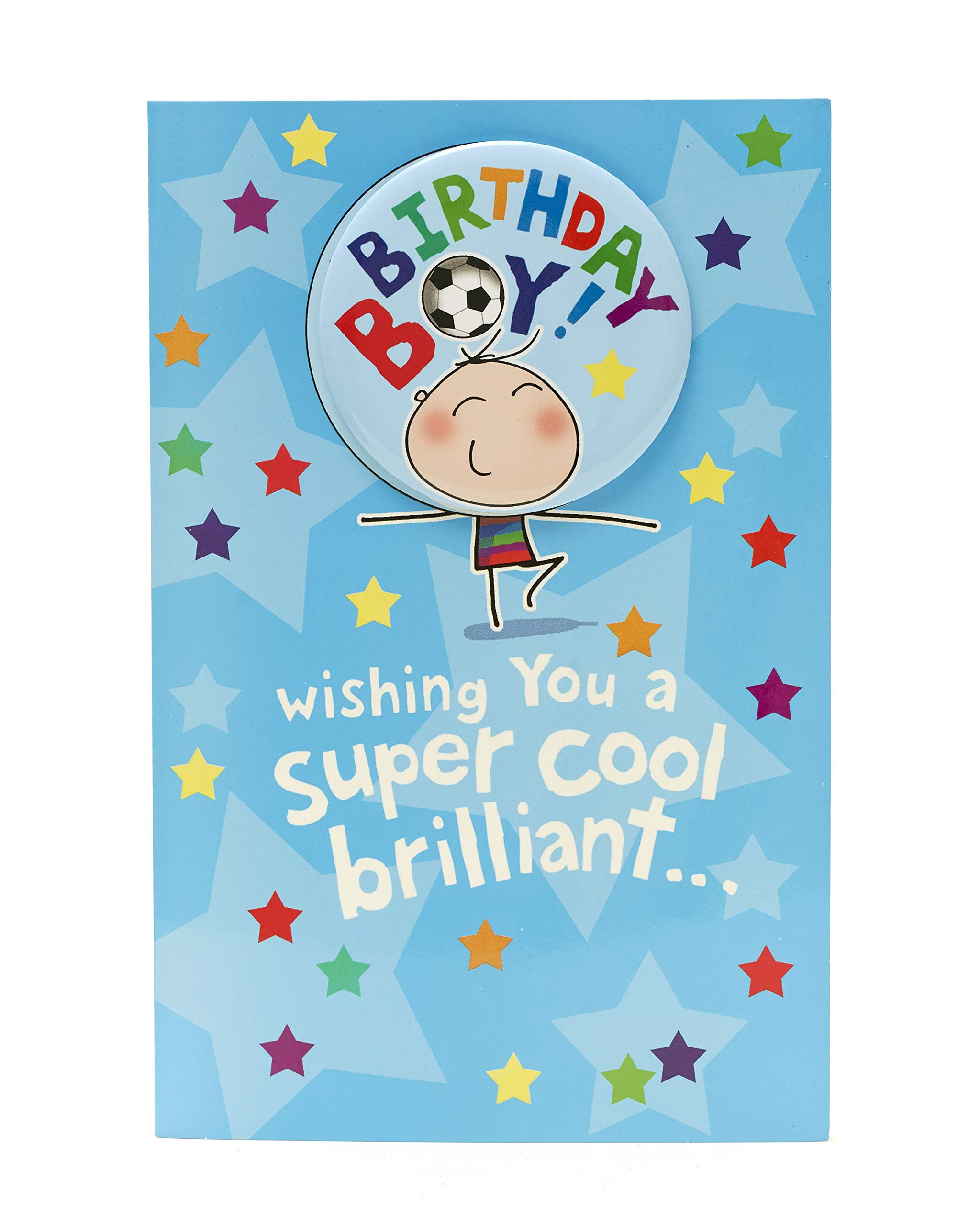 UK Greetings Birthday Card for Boy - Blue Football Design