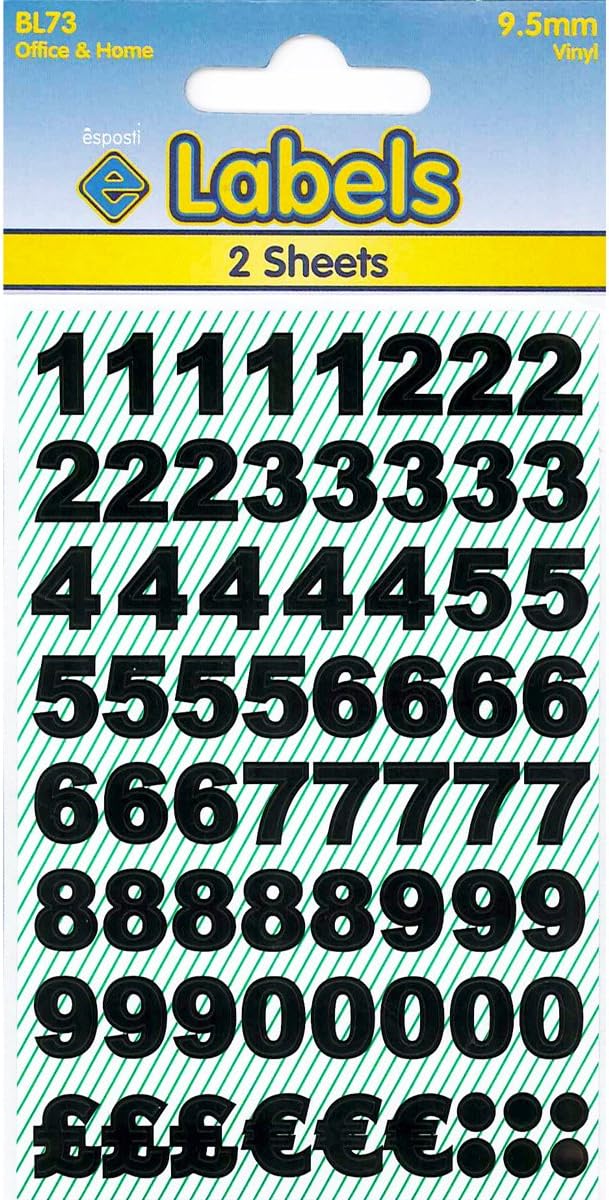 Vinyl Numbers Black Stickers 9.5mm