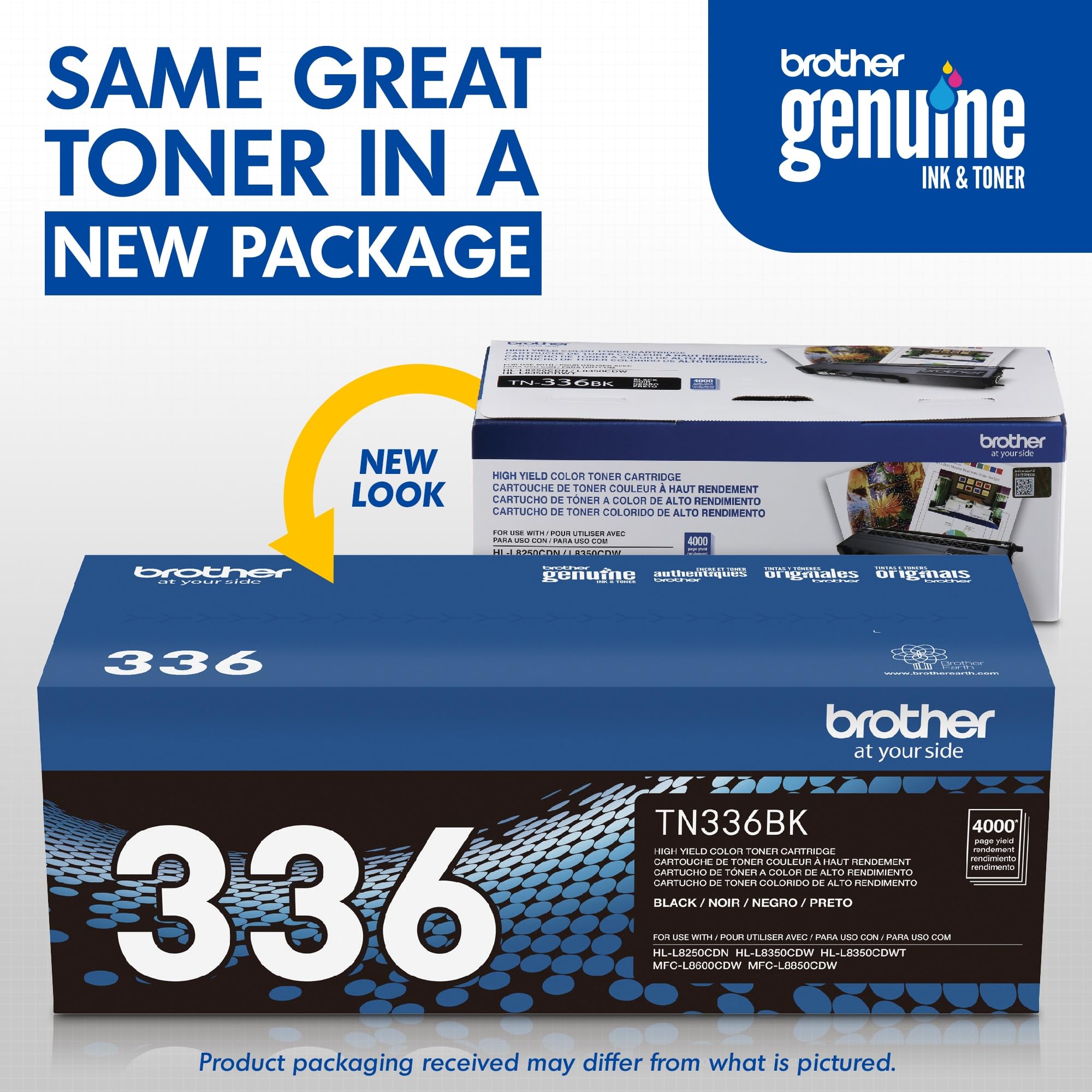Brother TN-336BK DCP-L8400 L8450 HL-L8250 L8350 MFC-L8600 L8650 L8850 Toner Cartridge (Black) in Retail Packaging