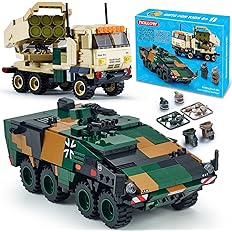 WW2 Military Building Sets Compatible with Lego Tank，Armored Vehicles Building Blocks Kits，German Boxer & US M142 HIMARS Mode
