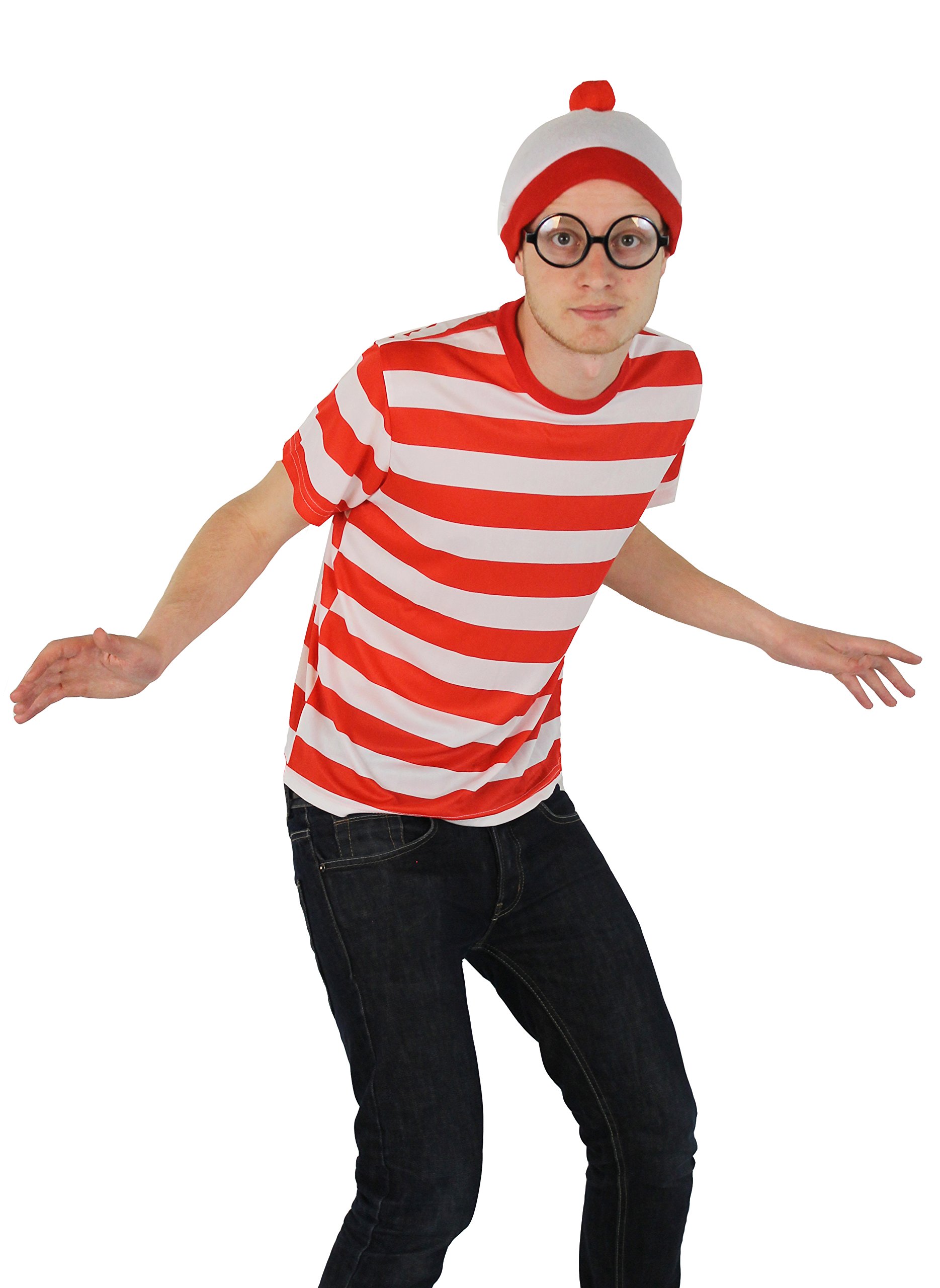 Find Me Funny Man Fancy Dress Costume Mens Ladies Red Desertcart