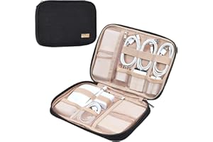 NISHEL Travel Cord Organizer Case, Tech Electronic Bag, Essentials for Charger, Cable, Phone, Hard Drive, USB, SD Card, Black