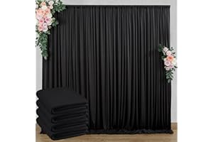 20 ft x 10 ft Wrinkle Free Black Backdrop Curtain for Parties, 4 Panels 10ft Polyester Black Photo Backdrop Drapes for Graduation Birthday Wedding Party Stage Curtains