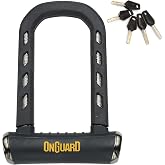 OnGuard RockSolid U-Lock &ndash; 14 mm (0.55 in) Hardened Steel Bike Lock, 90 mm &times; 175 mm (3.55 in &times; 6.90 in) Interior Dimensions, Angle-Grinder-Resistant Coating, X4P Quad Lock Security