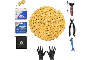KWCHIAN Bike/E-Bike Chain Kit ，8-11Speed Multi-Function Bike Mechanic Repair Kit ，Chain Breaker/Bicycle Chain Pliers/Chain Measuring Device/- for Shimano SRAM Campagnolo -Titanium Gold (X8-Titanium Gold)