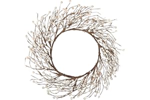 Whonline 18 Inches Pip Berry Wreath Winter Decor White Winter Wreath for Front Door Christmas Wreath for Festival Celebration Wall Window Home Decor