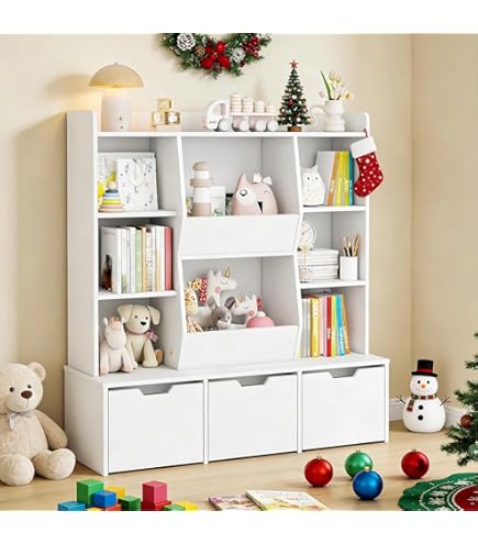 thumbnail interactive-video image 1 of Kids Bookcase With/Reading Nook, 4-in-1 Toy Organizer W Removable Seat Cushion 1 of 9