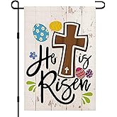 He Is Risen Easter Garden Flag 12x18 Inch Double Sided Outside, Eggs Cross Burlap Small Sign Flags Yard Spring Outdoor Decoration DF681