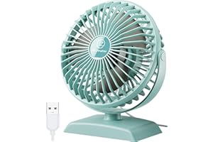 JZCreater USB Desk Fan, USB Fan Mini, 360 Rotation Desktop Fan with 3 Speed, Table Personal Cooling Fan, Quiet Mini Desk Fan, USB Powered, Small Fan for Home Office Bedroom Car Travel,Green