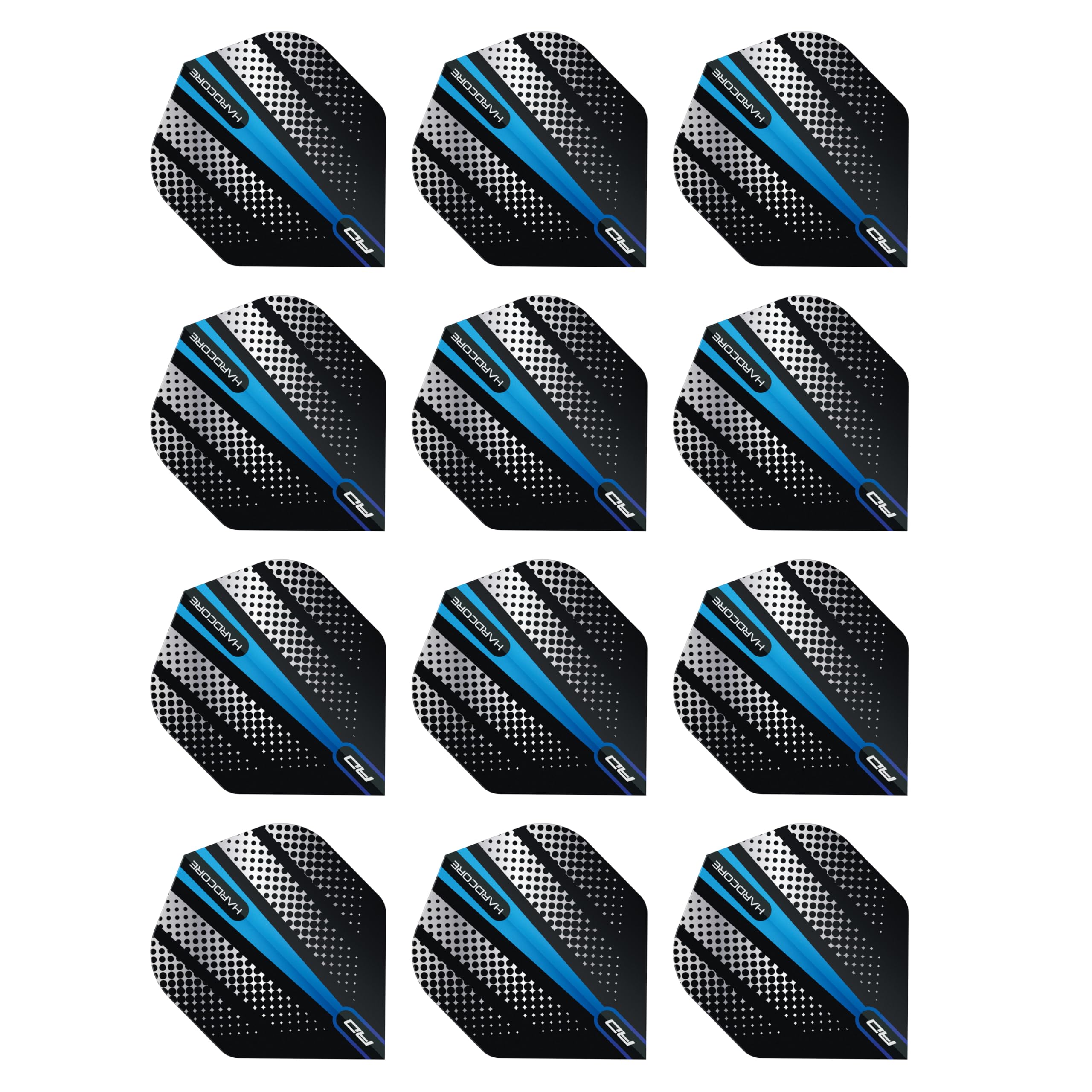 RED DRAGON Hardcore Radical Blue Flash Dart Flights - 4 sets Per Pack (12 Dart Flights in total)