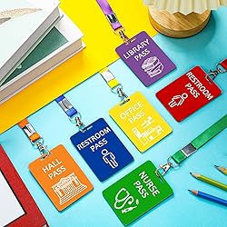 Sabary 6 Sets Hall Pass Lanyards and School Passes