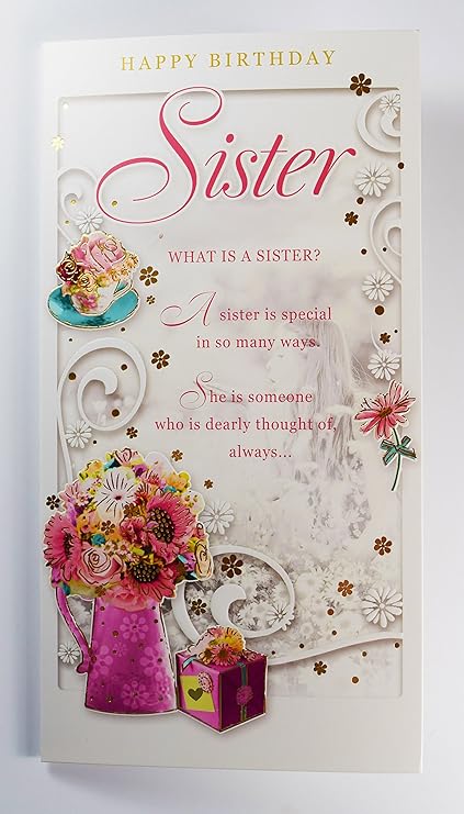 Joyeux Anniversaire Sister Carte De Vœux De Luxe Floral